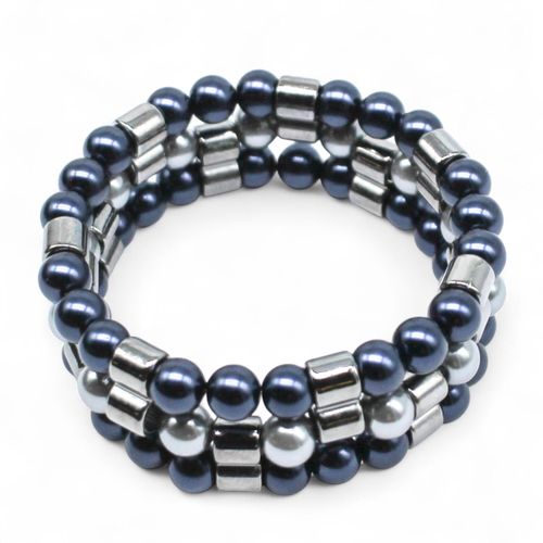 Triple Row Bracelet Gunmetal & Grey bracelet making kit — DIY set with beads and instructions for creating handmade jewelry