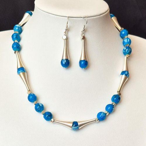 Agetta Cone Necklace Earrings turquoise necklace making kit — DIY set with beads and instructions for creating handmade jewelry