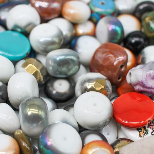 Ceramic Mixed Shapes 100g Assorted 8mm for jewellery making