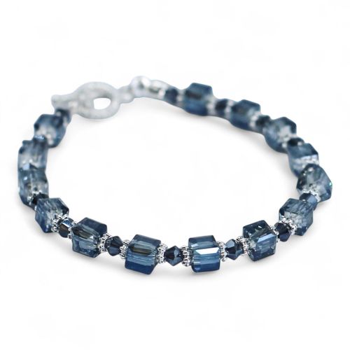 Alice Crystal Bracelet Makes 5 electric blue & silver bracelet making kit — DIY set with beads and instructions for creating handmade jew…
