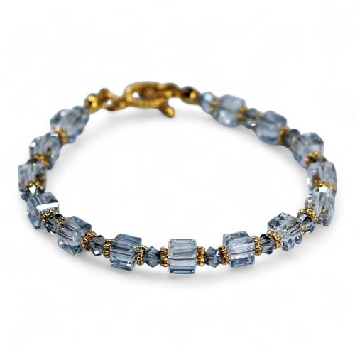 Alice Crystal Bracelet Makes 5 blue hint & gold bracelet making kit — DIY set with beads and instructions for creating handmade jewelry