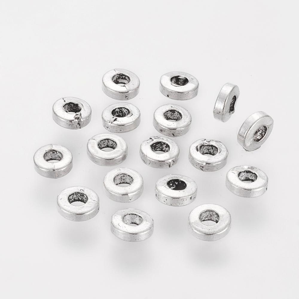 Antique Silver Bead 6mm Flat Donut 30pcs for jewellery making