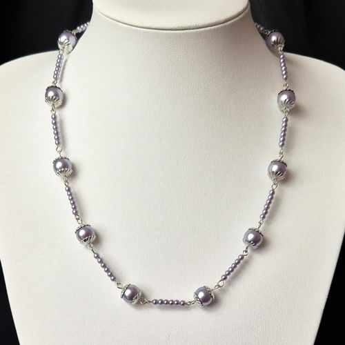 Penelopy Pearl Necklaces Makes 3 light purple necklace making kit — DIY set with beads and instructions for creating handmade jewelry