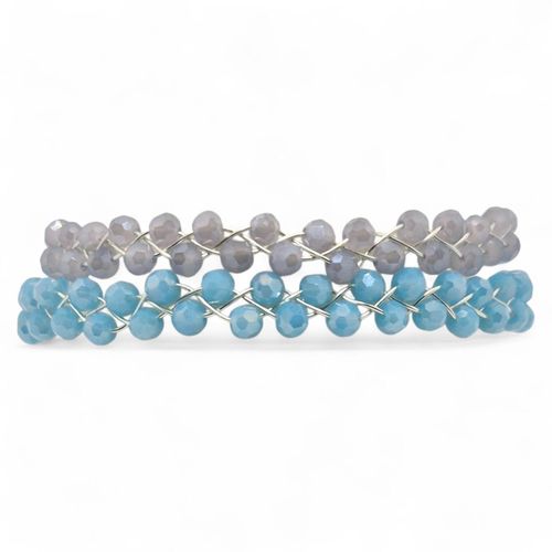 Lily Platted Bracelets violet & blue (make 3) bracelet making kit — DIY set with beads and instructions for creating handmade jewelry