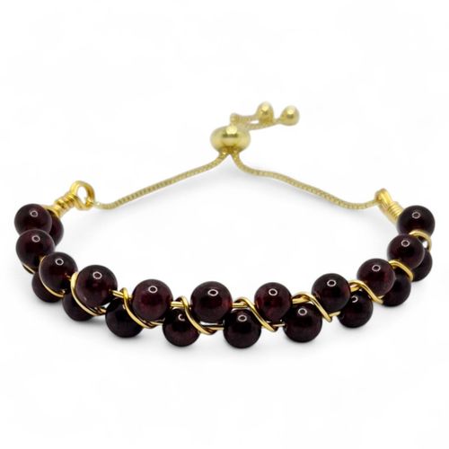 Rahima Slider Bracelet garnet gemstone bracelet making kit — DIY set with beads and instructions for creating handmade jewelry