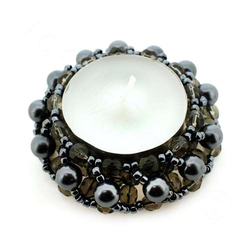 Candle Holder Kit Makes 6 hematite grey jewelry making kit — DIY set with beads and instructions for creating handmade jewelry