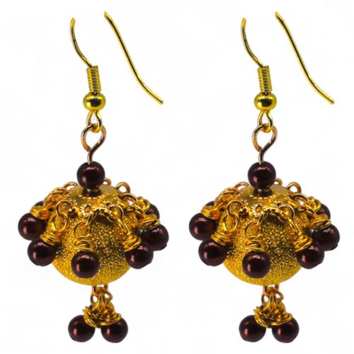 Stardust Earrings Gold & Dark Brown earring making kit — DIY set with beads and instructions for creating handmade jewelry