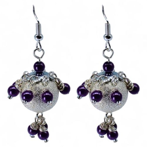 Stardust Earrings Silver & Violet earring making kit — DIY set with beads and instructions for creating handmade jewelry