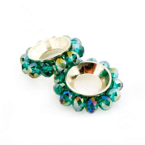 Crystal Round Spacer Beads - 2 pcs 18mm - Teal AB