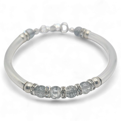 Lisa Curved Tube Bracelets Silver Grey for jewellery making