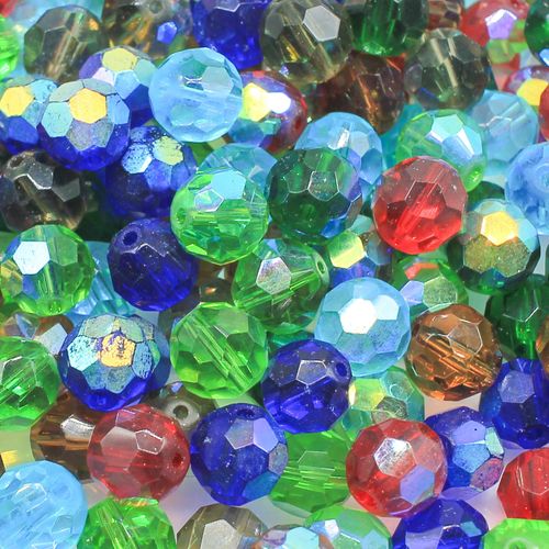Crystal Round Beads 10mm Mixed Colours 60pcs for jewellery making