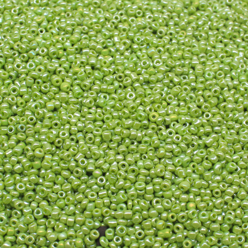 Seed Beads Opaque Rainbow Lime Green Size 11 100g 2mm for jewellery making