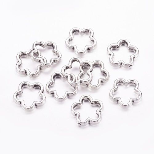 Antique Silver Bead Frame Flower 15mm 16pcs for jewellery making