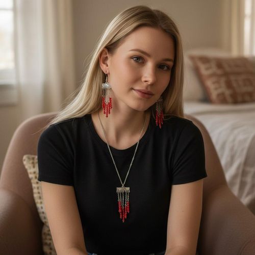 Ashley Tassel Jewellery Set x 2 Opq. Red for jewellery making