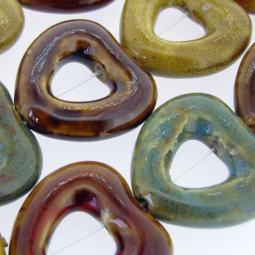 Ceramic Beads Hollow Heart 30mm Mixed for jewellery making