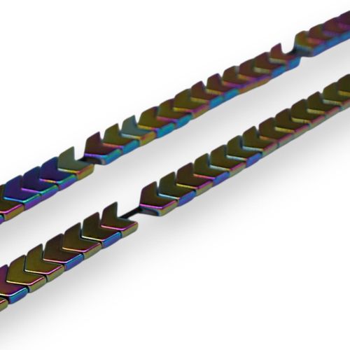 Hematite Chevron 6x5mm Rainbow 8"inch 50 pieces for jewellery making
