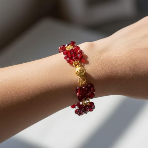 Melanie Crystal Bracelets x2 Red 4mm for jewellery making