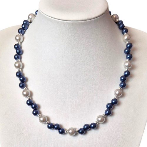 Cerelia Pearl Necklace Silver Blue for jewellery making