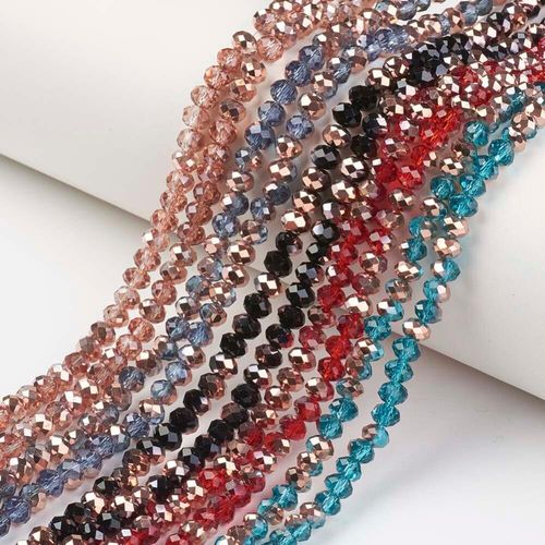 Crystal Rondelle 4x6mm Copper Plate Mixed Pack 10 Strings for jewellery making