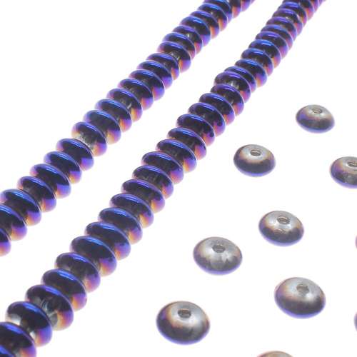 Glass Rondelle Beads 7mm - Purple/Blue Plated 100pcs