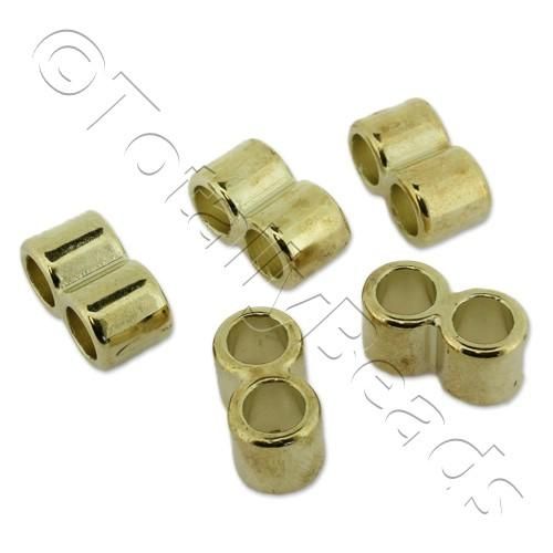 Acrylic Twin Barrel Bead 14mm - Gold - 40pcs