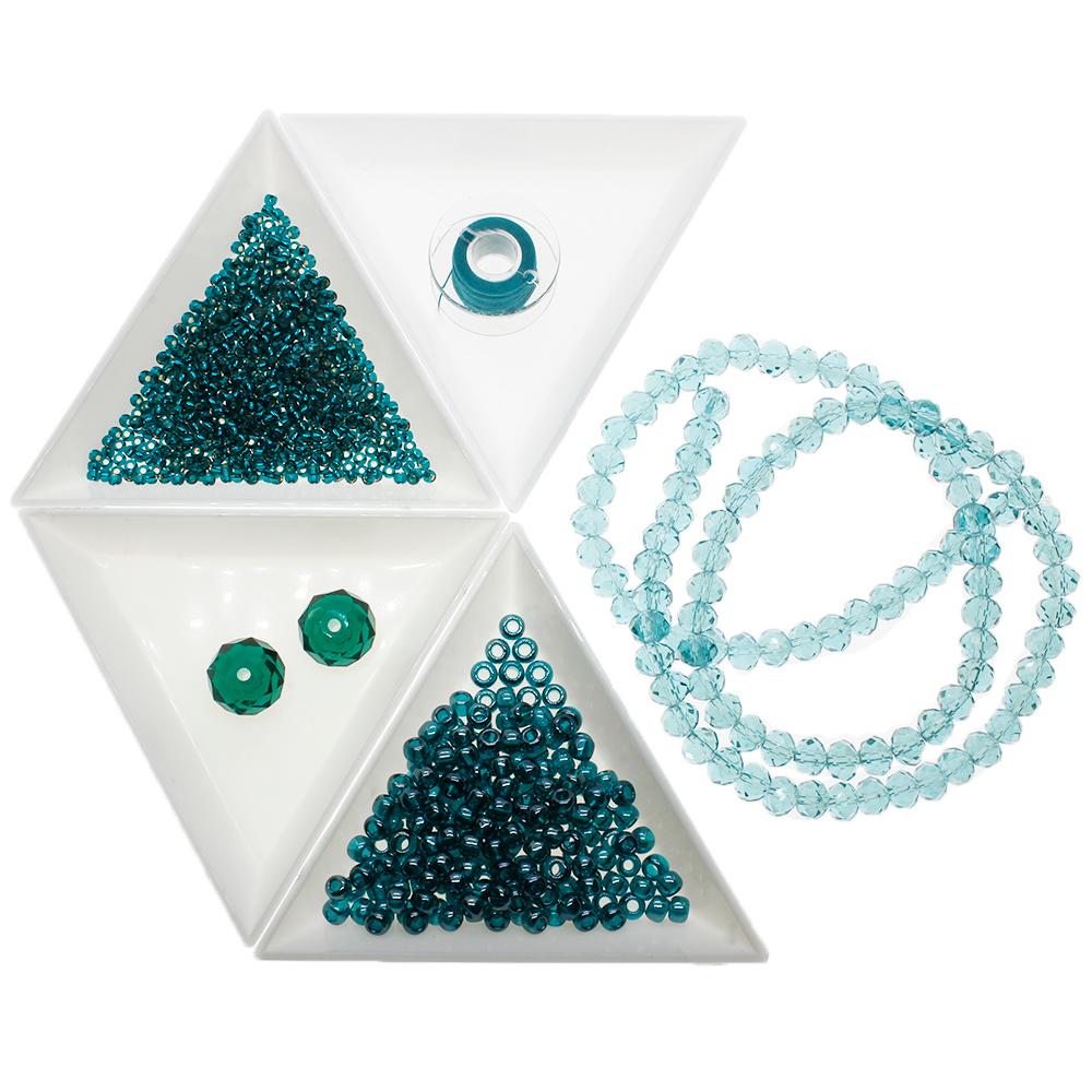 Square Stitch project kit - teal jewelry making kit — DIY set with beads and instructions for creating handmade jewelry