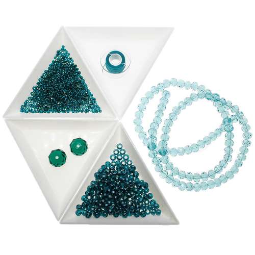 Square Stitch project kit - teal jewelry making kit — DIY set with beads and instructions for creating handmade jewelry