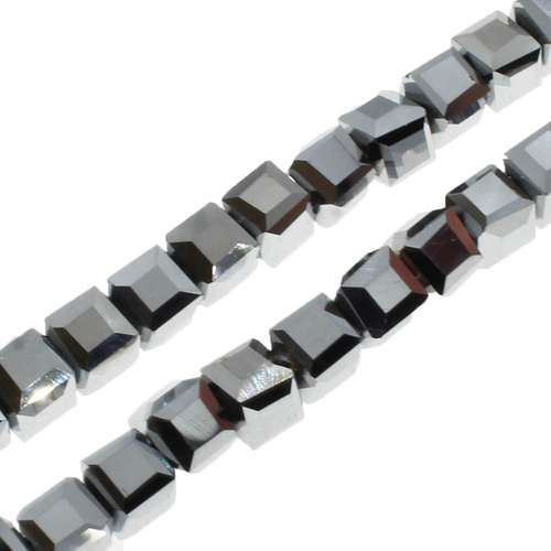 4mm crystal beads silver plate 16" string — plated finish, ideal for jewelry making and beadwork