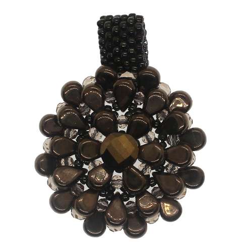 Fleur Pendant bronze jewelry making kit — DIY set with beads and instructions for creating handmade jewelry