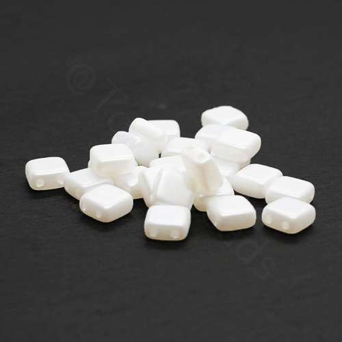 6mm Czech glass glass beads pearl coat snow — pack of 25, high-quality two-hole beads ideal for jewelry making, bead weaving, and crafts