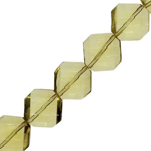 Faceted Glass Curve Square 20mm - Gold 15pcs