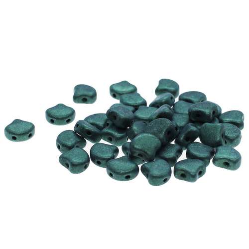 10g Czech glass Rulla beads met suede lt green — two-hole beads for jewelry making and bead weaving