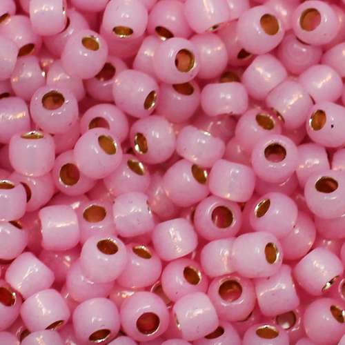Toho Size 6 Seed Beads 10g - PF Silver Line Milky Baby Pink