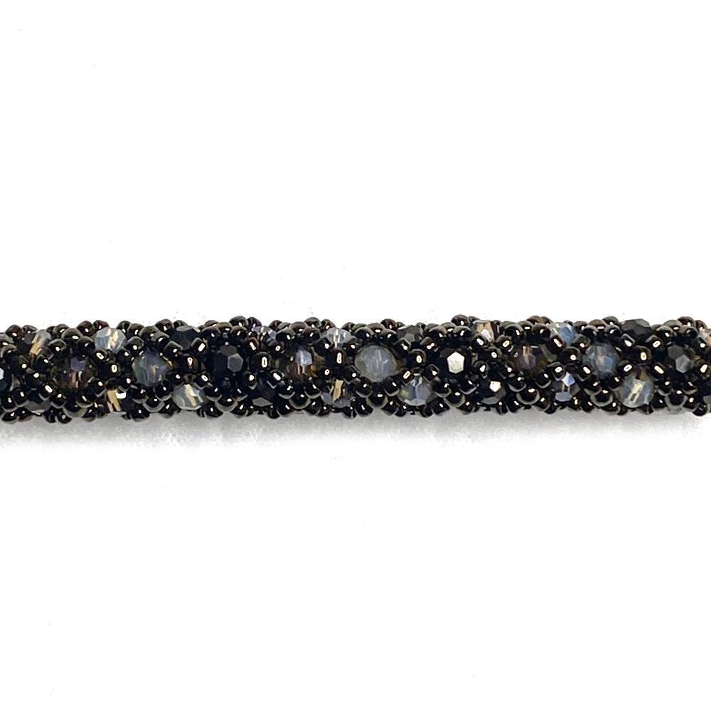Tubular Netting kit black diamond jewelry making kit — DIY set with beads and instructions for creating handmade jewelry