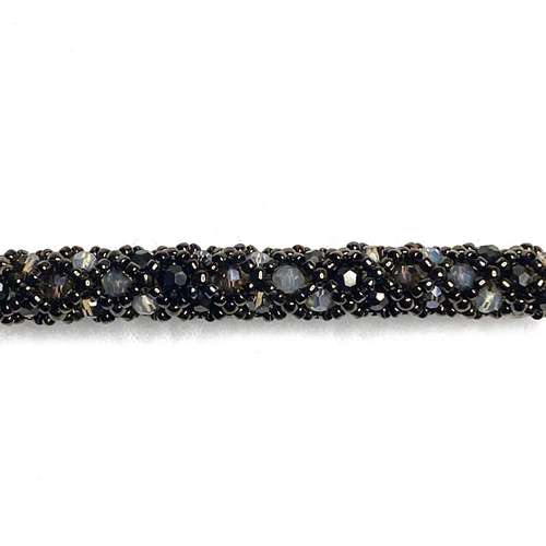 Tubular Netting kit black diamond jewelry making kit — DIY set with beads and instructions for creating handmade jewelry