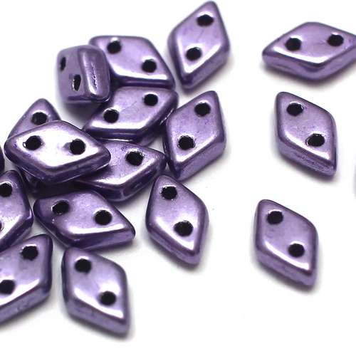 Czech glass glass beads met crocus petal — pack of 60, high-quality two-hole beads ideal for jewelry making, bead weaving, and crafts