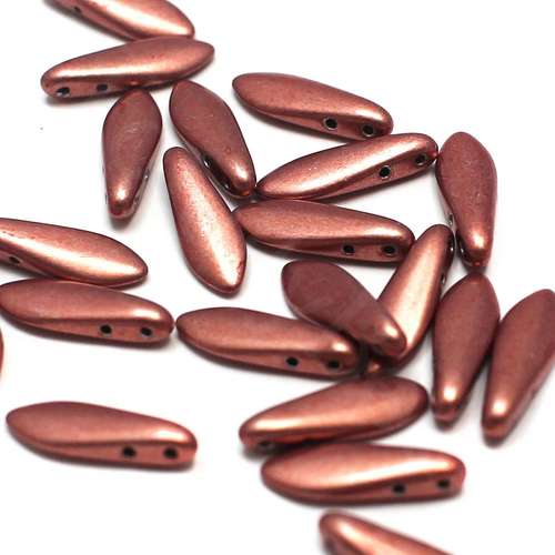 5x16mm Czech glass glass beads metallic blooming dahlia — high-quality two-hole beads ideal for jewelry making, bead weaving, and crafts