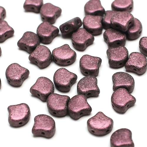 10g Czech glass Rulla beads met suede pink — two-hole beads for jewelry making and bead weaving