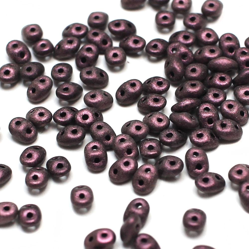 10g Czech glass Rulla beads met. suede pink — two-hole beads for jewelry making and bead weaving