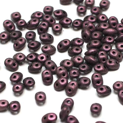 10g Czech glass Rulla beads met. suede pink — two-hole beads for jewelry making and bead weaving