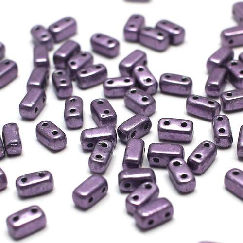6x3mm Czech glass glass beads sat metallic grapeade — pack of 50, high-quality two-hole beads ideal for jewelry making, bead weaving, and…