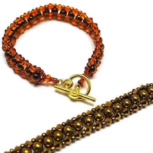 Tennis Hematite & Bicone bracelet golden bronze bracelet making kit — DIY set with beads and instructions for creating handmade jewelry