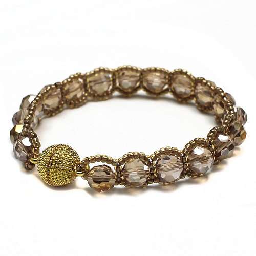 Elizabeth Crystal Bracelet champagne - makes 3 bracelet making kit — DIY set with beads and instructions for creating handmade jewelry