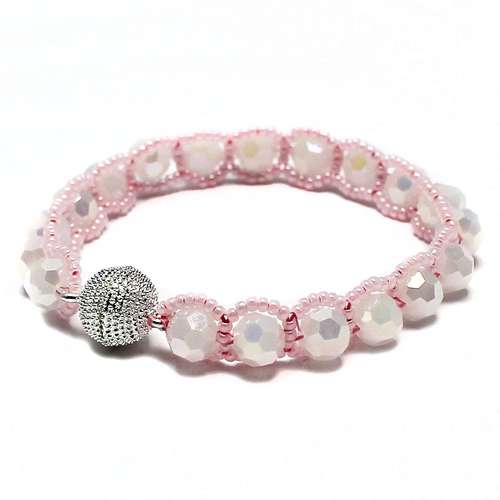 Elizabeth Crystal Bracelet pink - makes 3 bracelet making kit — DIY set with beads and instructions for creating handmade jewelry