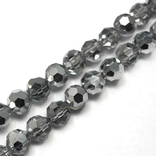 8mm crystal beads half silver plate — plated finish, ideal for jewelry making and beadwork