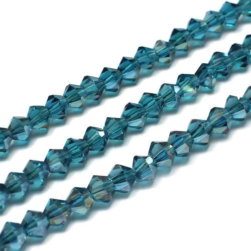4mm crystal bicone beads dark turquoise ab — AB finish, faceted for jewelry making and beadwork