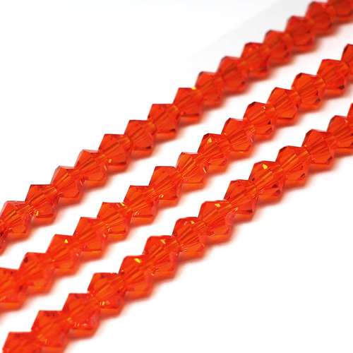 4mm crystal bicone beads dark orange — faceted for jewelry making and beadwork