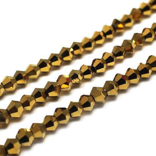 4mm crystal bicone beads gold plate — faceted for jewelry making and beadwork