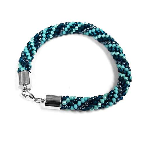 Crochet Rope teal jewelry making kit — DIY set with beads and instructions for creating handmade jewelry
