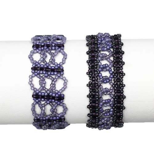 Beaded Bar Chain Bracelets purple bracelet making kit — DIY set with beads and instructions for creating handmade jewelry